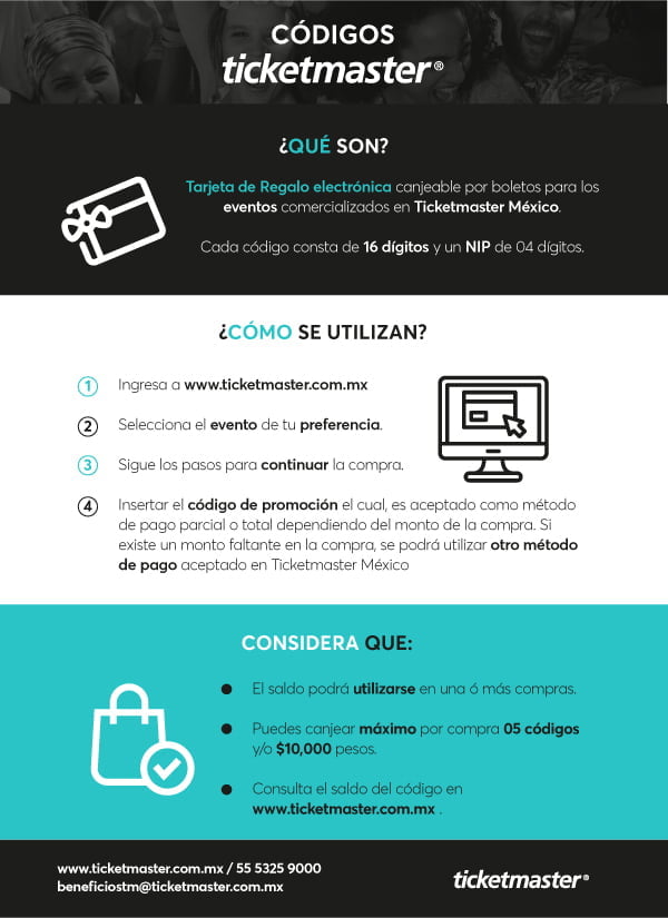 Códigos de bonificación Ticketmaster