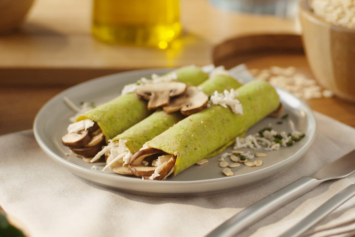 Tortilla de avena Quaker con espinaca