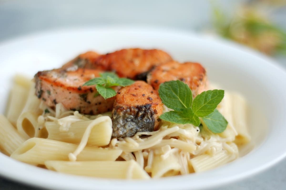 pasta con salmón
