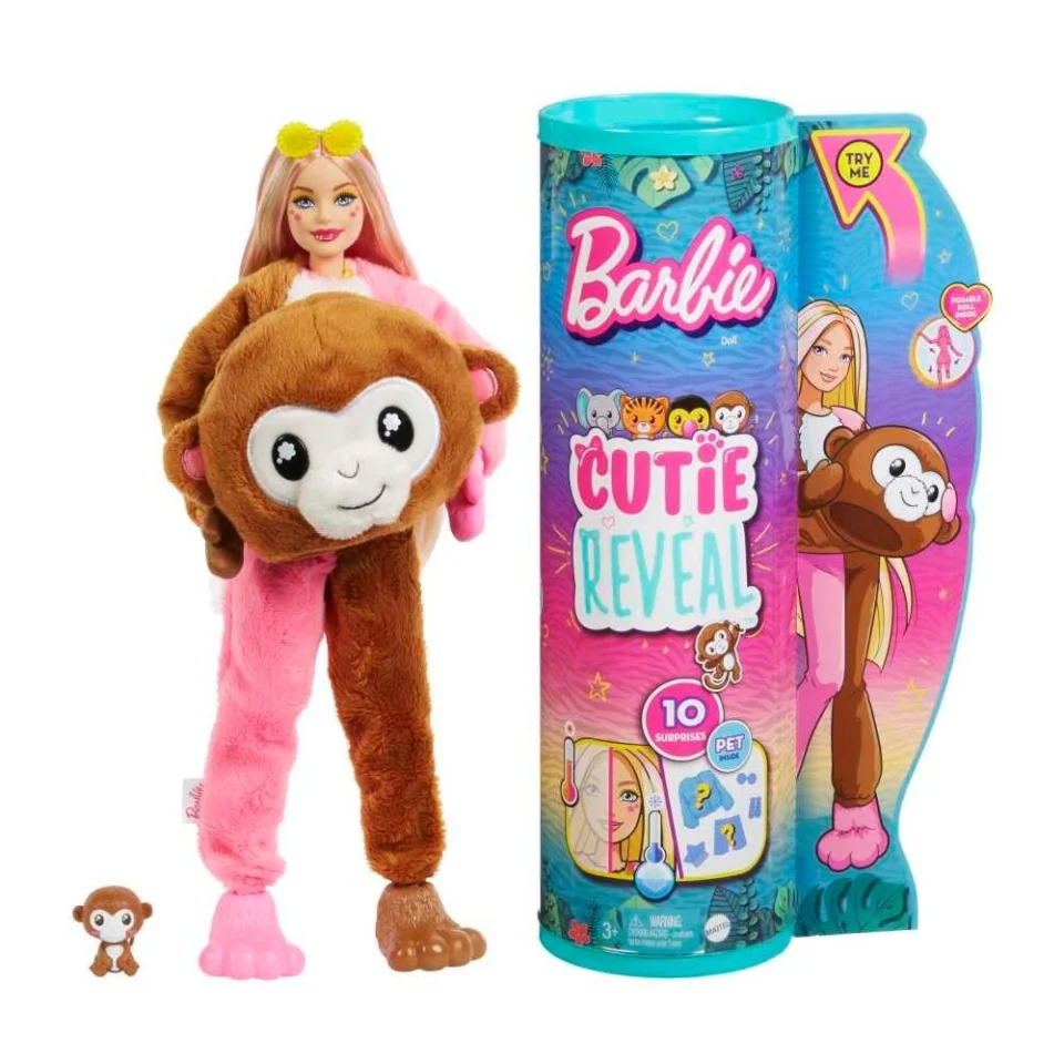 Barbie Cutie Reveal animales de la selva mono