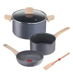 Batería de Cocina T-fal 5 piezas Natural Force Efecto Piedra