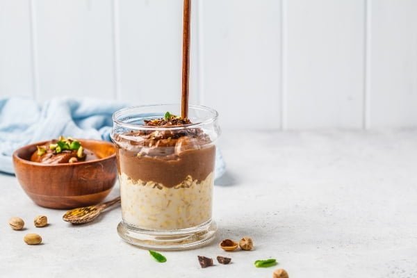 Overnight oats plátano con chocolate