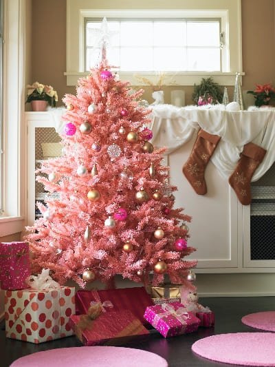 Árbol navideño rosa