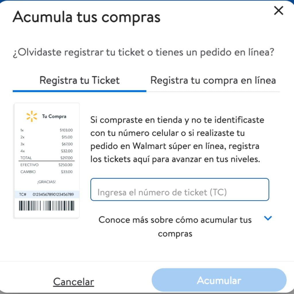 acumula compras en Walmart Beneficios